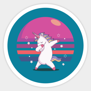 Retro Funny Unicorn Gift Colorful  and Sparkle Sticker